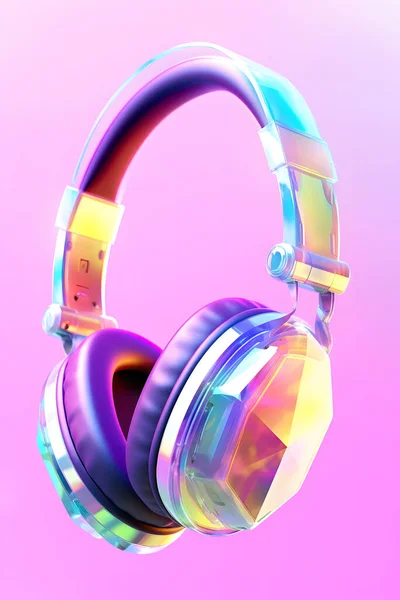 Render Headphones Neon Light — Stock Photo, Image