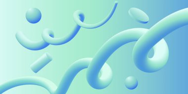 Farklı şekillere sahip gerçekçi mavi 3D soyut arka plan. Tasarımınız için 3B arkaplan