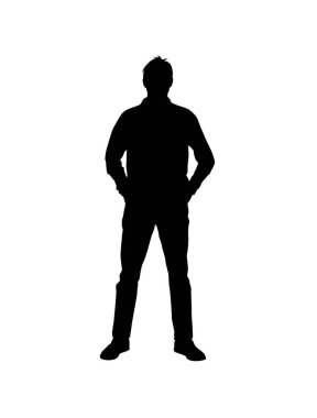 Modern Genç Adam Silueti izole edildi. İş ve insanlar konu illüstrasyonları.