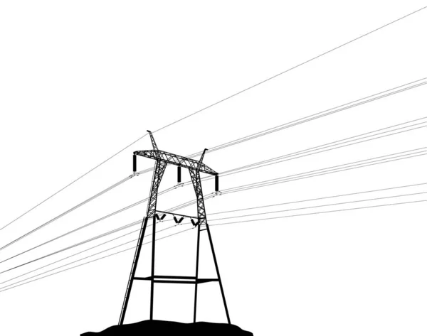 Башня Линии Электропередач Концепция Высокого Напряжения Питания — стоковый вектор