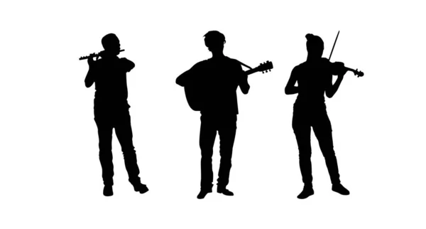 Trois Musiciens Plein Air Jouent Air — Image vectorielle
