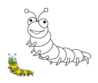 Tırtıl Çocuk Boyama Kitabı Şablonu.