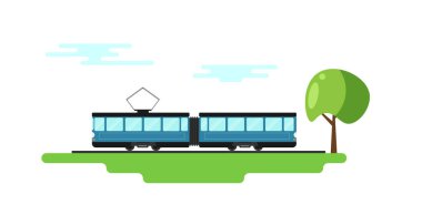 Eski Tramvay Düzlüğü. Ulaşım konsept vektörü araçları