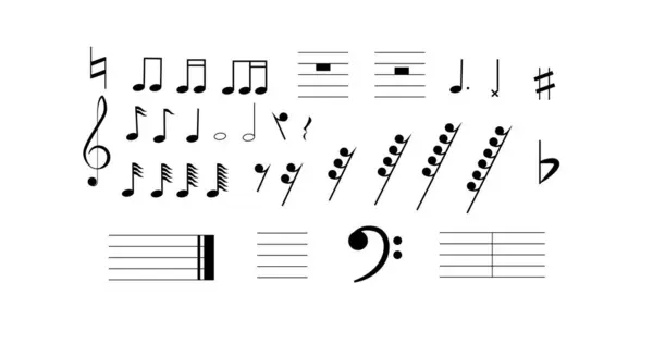 Notas Musicales Símbolos Creación Musical Concepto Vector Arte — Vector de stock
