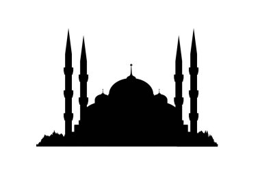 Bir Cami Doğu mimarisi silueti ve bina vektör sanatı