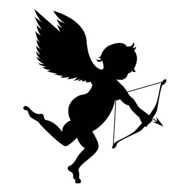 Aşk tanrısı silueti. Efsanevi bir karakterin siyah figürü