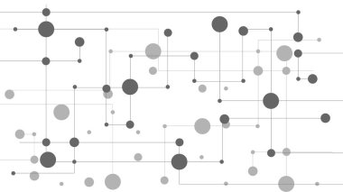  Soyut Teknik Bağlantı Siyah-Beyaz. Bir ağ bağlantıları vektör sanat illüstrasyonu