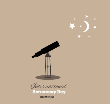 Teleskop ve Yıldızlarla Uluslararası Astronomi Günü. Uzay konsepti vektörünü izlemek ve keşfetmek