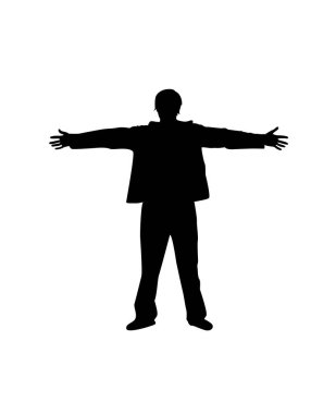 Genç Adam 'ın Ellerini Ayıran Silueti. İnsan eylemleri ve duygu konsept vektörü