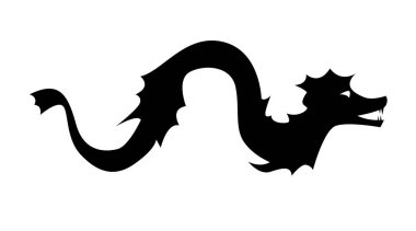 Çin Ejderhası 'nın silueti. Astroloji ve mitoloji konsept vektörü