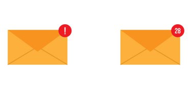 Okunmamış İletiler E- posta Kutusu Zarfı Düz Biçimi. Bilgisayar ve internet bağlantı konsepti vektörü