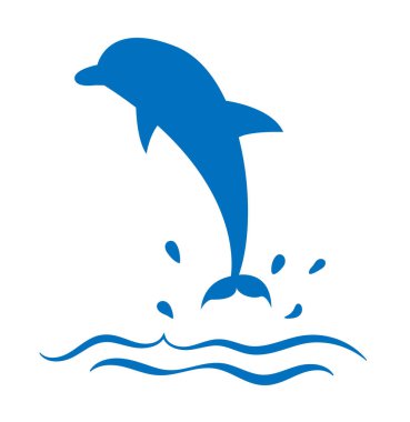 Sudan çıkan yunus silueti. Deniz ve deniz yaşam konsepti vektörü