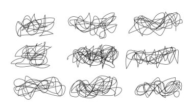 Dağınık Scribbles Set. Kalem ya da işaret karıştırılmış satır vektörü