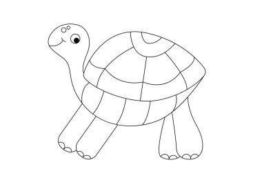 Şirin Kaplumbağa Boyama Sayfası. Eğitim ve sanat materyali konsept vektörü