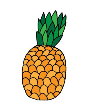 El yapımı ananas. Egzotik meyveler ve hasat konsepti vektörü