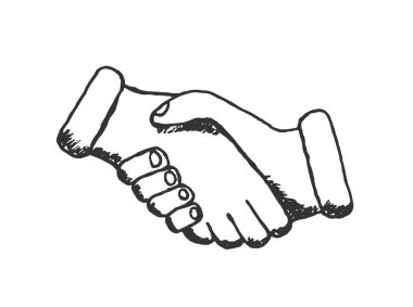 El sıkışma beyazı izole edildi. İş yapma ve işbirliği kavramı vektörü