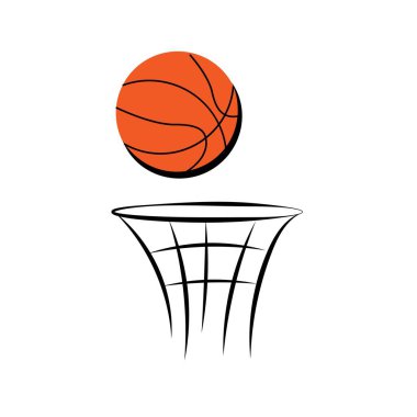 Basketbol Maçı Sepetli Top Konsepti. Spor ve aktif yaşam tarzı konsept vektörü