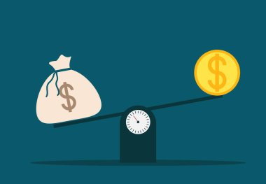 Para Değeri Kavramının Değeri Üzerine Dolarlar. Mali ve iş konsept vektör sanatı