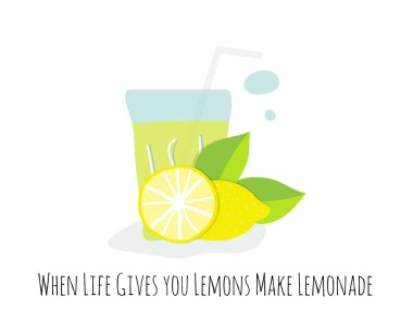 Limonata ve Citrus Fruits Hand Drawn. Yaşam durumları ve engeller kavram vektöründen alıntı yapıyor