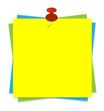 Duvara yapıştırılmış notlar. Ofis ekipmanları ve kağıt konsept vektörü