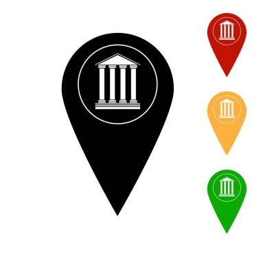 Müze Binası Harita İşaretleyicisi. Tasarım ve harita elemanları konsept vektörü