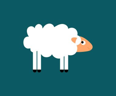 Koyun Yassı Çizgi Filmi. Şirin bir evcil hayvan hayvan vektör sanatı.