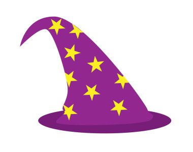 Sihirbaz Şapkası Beyazın Üzerinde İzole Edildi. Sihirli ögeler ve sahne malzemeleri konsept vektörü