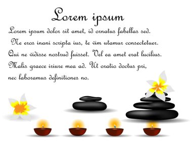 Mumlar, Çakıl ve Çiçekler ile Spa Konsepti. Güzellik ve sağlık konsept vektör sanatı