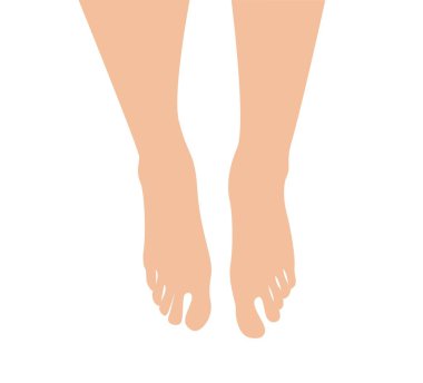 Beyaz üzerinde çıplak insan ayakları izole edilmiş. Vücut parçaları ve anatomi konsept vektörü