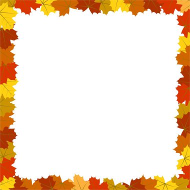 Kare Renkli Sonbahar Akçaağaç Yaprakları Çerçevesi. Mevsimsel sınırlar ve tasarım elemanları konsept vektörü