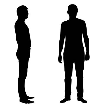 Sıska bir adamın silueti. İnsanlar ve yaşam tarzı konsept vektör sanatı