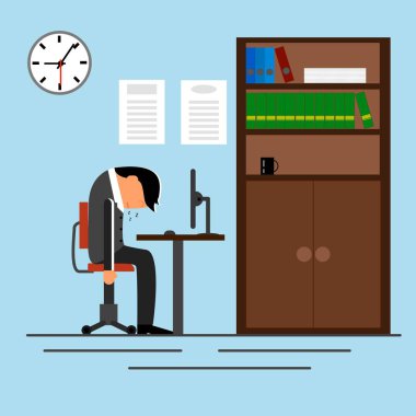 Yorgun İşadamı Ofiste Uyuyor. İş ve ofis işi motivasyon kavramı