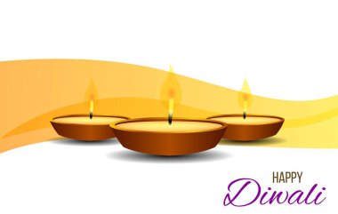 Mutlu Diwali Lambaları Gerçekçi. Hindistan vektör sanatının ulusal bayramı