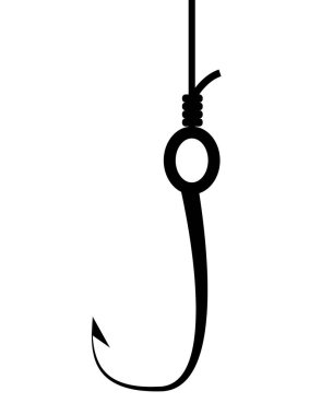 White 'a izole edilmiş balık oltası silueti. Balık vektör sanatı yakalamak için ekipman