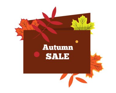 Renkli yapraklı modern sonbahar indirimli bayrağı. Perakende pazarı için pankart ve tabela tasarım ögesi