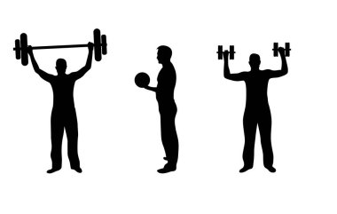 Ağırlık Kaldıran Adamın Silüeti. İnsanlar, spor ve günlük etkinlik sanatı