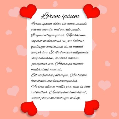 Kalpli sevgililer günü kartı boşluğu kopyalıyor. Arkadaşlar ve sevgililer için uluslararası kış tatili vektör sanatı