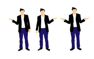 İş Adamı Genişletici Eller İş Planı ya da Ürün Farklı Pozisyonlar Gösteriyor. İş ve proje geliştirme ve sunum. İnsanlar ve etkinlikler vektör sanatı