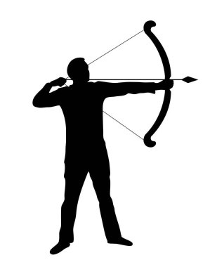 Fiyonkla ateş eden adamın silueti. Halk ve spor aktiviteleri vektör sanatı