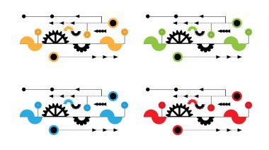 Soyut Teknoloji ve Elektrik Hattı Sanat Arkaplanı Farklı Renkler. Grafik tasarım elemanları ve kaynak konsept vektör sanatı