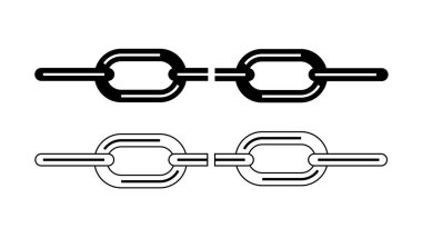 Kırık zincir bağlantısı. Zincirler veya diğer endüstriyel metal ürünleri vektör sanatı