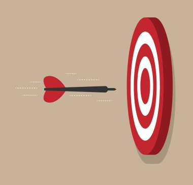 Dart Target Düz Tarzına Uçuyor. Spor ve hobi yarışması. İş stratejisi ve başarı ve başarı vektör sanatı hedefleri