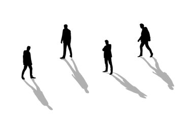 Gölgeli İş Adamları 'nın siluetleri. İş kavramları ve konuları vektör sanatı, insanlar ve faaliyetler