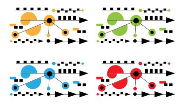Çeşitli Geometrik Şekiller Hi Tech Arkaplan Çizgisi Sanatı. Hi tech graphic tasarım elemanları ve kaynak konsept vektör sanatı