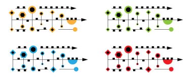 Line Art Technology Farklı Arkaplan Renkleri Ayarlandı. Hi tech graphic tasarım elemanları ve kaynak konsept vektör sanatı
