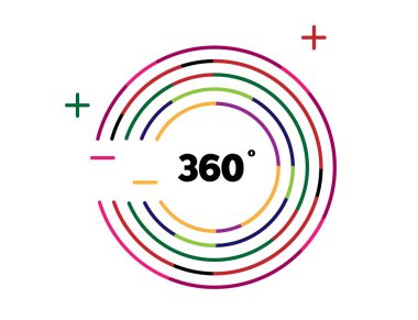 Gelecekçi 360 Derece Sanat Çemberi Küresi. Grafik tasarım elemanları ve kaynak konsept vektör sanatı