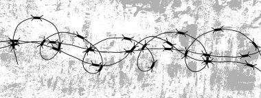 Dikenli tel Grunge dokusu. Endüstriyel grafik tasarım kaynakları ve element konsept vektör sanatı