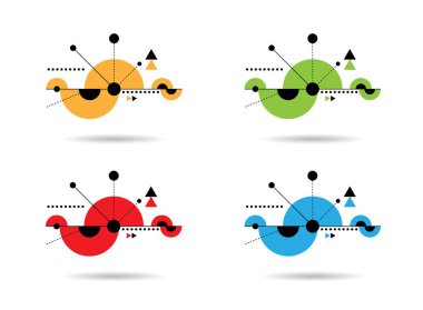 Soyut Modern Hi Tech Şekil Çizgisi Sanat Farklı Renkler. Grafik tasarım elemanları ve kaynak vektör sanatı