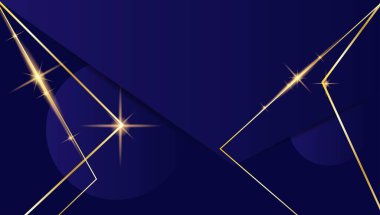 Parlak Altın Soyut Çerçeve Lüks Mavi Arkaplan. Grafik elementler, pankartlar ve kaynak konsept vektör sanatı