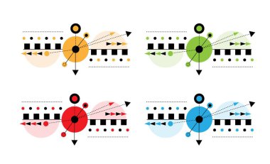 Teknolojik Fütürist Soyut Çizgi Sanat Tasarımı Elementi Renkli. Grafik tasarım elemanları ve kaynak vektör sanatı